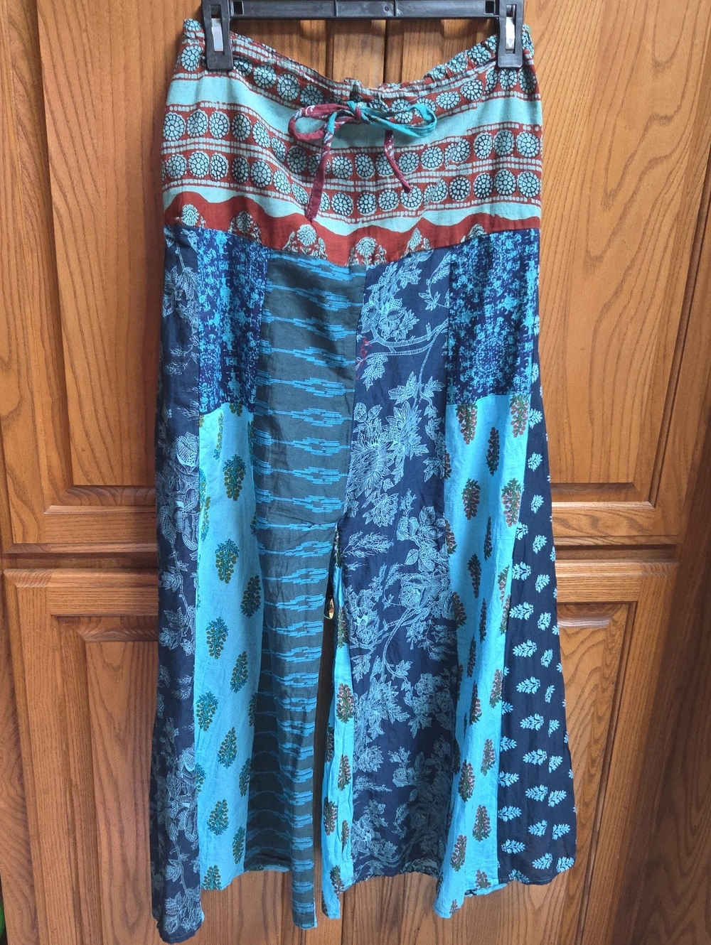 Wide Legged Hippie Trousers - Teal & Navy